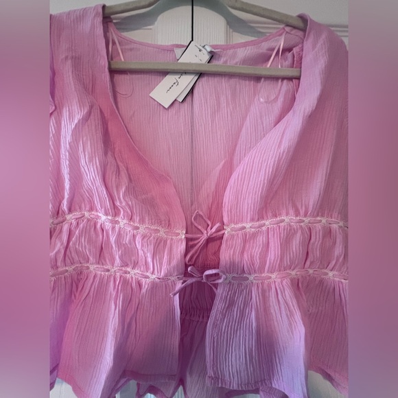 Pink Ruffled Women's Top - Picture 2 of 3